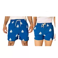 Kit 2 Shorts Casal Verão Praia Estampado Kit Mozao Soltinho