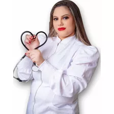 Jaleco Feminino Acinturado Com Zíper Plus Size 