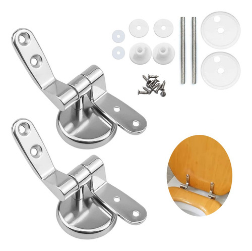 2 Pcs Asientos Aleación Aluminio Inodoro Bisagras Para Tapa