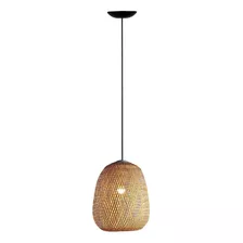 Lustre Retro Rústico Pendente Tecelagem De Bambu Qualidade Cor Amarelo