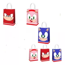 Bolsa De Papel Kraft Para Dulces Sonic, Pack De 12 Bolsas