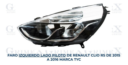 Faro Renault Clio Rs 2015-15-2016-16 Tyc Ore Foto 2