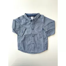 Camisa A Cuadros Azul Hym Niño Bebe Talle 6-9 M