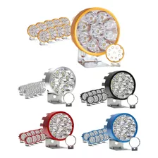 10 Faros Auxiliar 9 Leds Moto Redondo Estrobo Colores 18w