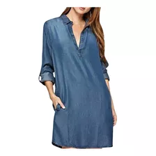 Vestido De Mujer Denim Azul Camisa Vaquera Lavada Vintage Co