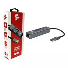 Adaptador Rede Rj45 Ethernet Lan + Hub Com 3 Portas Usb 3.0