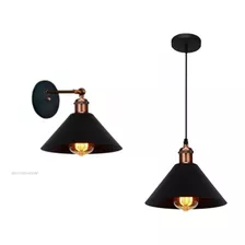 Pendente Industrial Cone Retro + Arandela Industrial Cone 