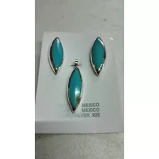 Juego Aretes Dije Plata Joyeria Fina Mexicana .925 Asch