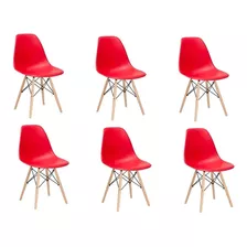 Cadeira De Jantar Elidy Charles Eames Eiffel, Estrutura De Cor Vermelho, 6 Unidades