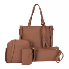 Bolsa Feminina Couro Ecológico Kit Com Bolsas De Ombro Mão