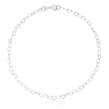 Pulseira De Prata 925 Elos De Coração Comprimento 18 Cm