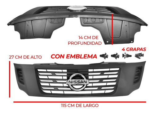 Parrilla Con Emblema Corrugada Nissan Np-300 D-23 2016 2019 Foto 4