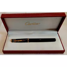 Lapicera Boligrafo Cartier Laca Negra Oro Filled 