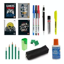 Kit Escolar Masculino Com Caderno 10 Matérias