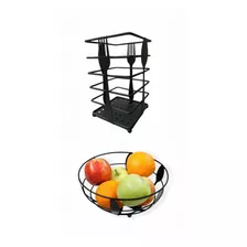 Cesta Para Frutas Mas Soporte Escurridor De Utensilios 