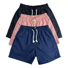 Kit 3 Shorts Linho Premium Bermuda Masculina Moda Praia Luxo