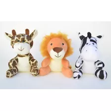 Bichinhos De Pelúcia Animais De Safári 3 Peças Leão Zebra Cor Colorido