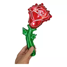 10 Balão Flor Botão Rosa Metalizado 30cm Cesta Mãe Namorado Cor Vermelho Mini Flor Rosa