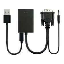 Adaptador Conversor Vga Para Hdmi Áudio P2 Amplificado Usb