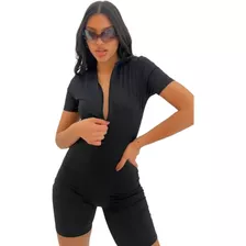 Catsuit Enterito Corto Biker Con Cierre Lycra Premium Mujer 