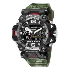 Relógio Smael Estilo G-shock Militar 8072mc Verde Camuflado