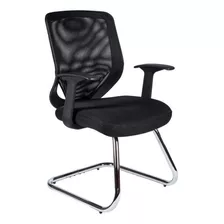 Silla Interlocutora Visitante Ergonomica Tipo Trineo Marca Silleti Con Brazos Fijo Pamplona En Malla Color Negro