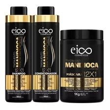 Kit Eico Hidratação Mandioca Shampoo Condicionador Máscara