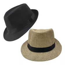 2 Chapéus Modelo Panamá Aba Curta Tecido Forrado Básico