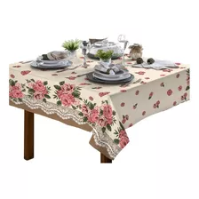 Toalha De Mesa 4 Lugares Quadrada Rústica Luxo 1,40x1,40m Cor Floral Isabela