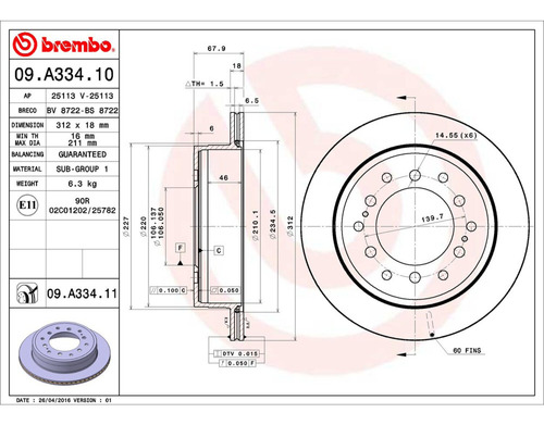 Rotor Freno Izquierdo O Derecho Trasero Gx470 03/09 Brembo Foto 2