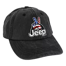 Jeep Wave Usa Chino Twill Patch Prenda Lavada Sombrero Negro