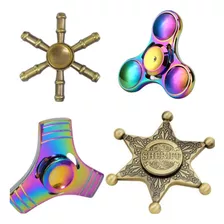 Kit 4 Fidget Hand Spinners Metal Multicoloridos Dos Raros 