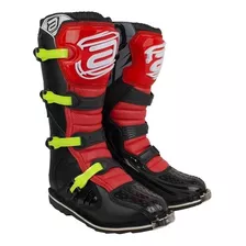 Bota Asw Preto Vermelho Amarelo Fluor Motocross Mx Trilha