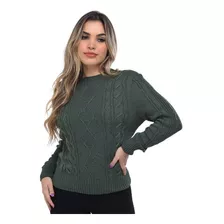 Blusa Feminina Luxo Tricô Manga Longa Moda Gringa Influencer