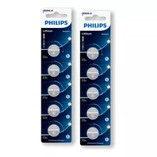 10 Baterias Pilha Cr2016 3v Philips Cr2016p5b/59 Moeda 2 Cartelas