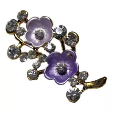 Broche Flores Feminino Casaco Lenço Strass Dourado Lindo Nf