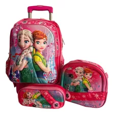 Kit Mochila De Frozen Con Ruedas Lapicera Lonchera Primaria.