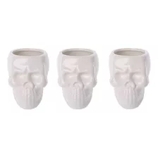 Juego Macetas X3 Unid Cerámica Premium Diseño Calavera