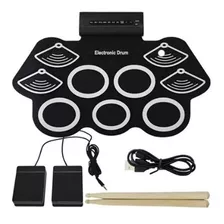 Exbom Bateria Eletrônica 6 Drums 5 Metal Silicone Portátil C Pedal Preto