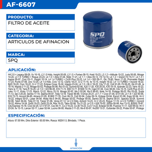 Filtro De Aceite Para Hyundai I10 2012-2014 L4 1.1 Foto 4