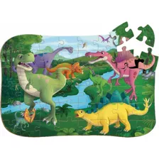 Quebra Cabeça Madeira 48 Peças Gigante Dinossauros 47x32 Cm