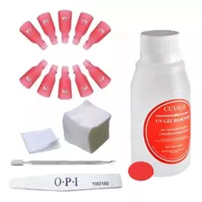 Kit Removedor Uv Esmalte Semipermanentes Broches Wipes Gel