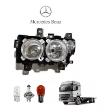 Farol Caminhão Mercedes Benz Atego 1719 1726 2426 Original Fortluz 2013 A 2019 Com Lâmpadas E Pisca Lado Esquerdo