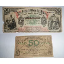 Billete De 5 Soles Del Año 1879 Guerra Del Pacífico..!