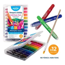 Tempera Escolar Lavable Pintura Para Niños 3 En 1 Crayón