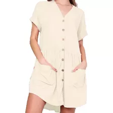 Vestido Mujer Lino Comodo Talles Grandes Verano Premium