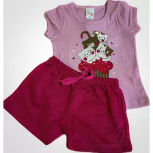 Conjunto Infantil Feminino Gatinho Lindo E Fresquinho