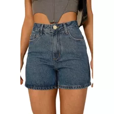 Shorts Jeans Mom Fem Cintura Alta Basico Consciência 23400