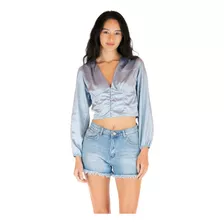 Blusa Manga Larga Cuello En V Para Mujer Quarry