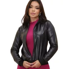 Jaqueta Bomber Couro Cirre Blusa De Frio Feminina Inverno